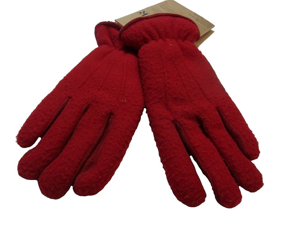 Country Isotoner Gloves Red Leather Polyester Lined New Woman